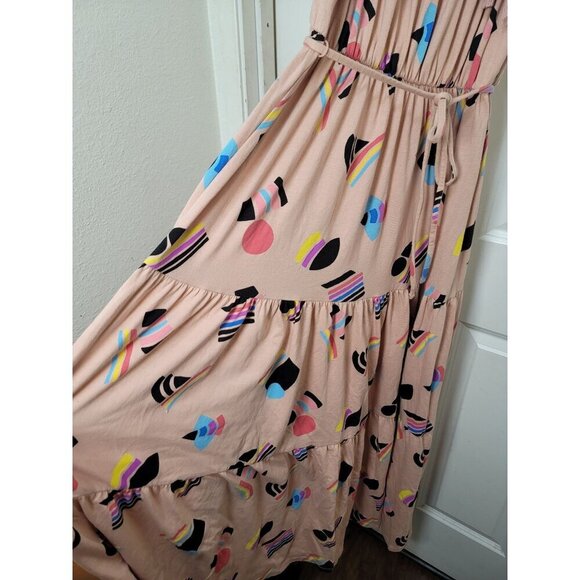 Target Bohemian Maxi Dress Abstract Pattern & Smocked Bodice Size M - Picture 4 of 11